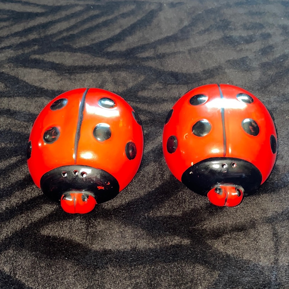 Ladybug ceramic Salt n Pepper shakers made in Japan